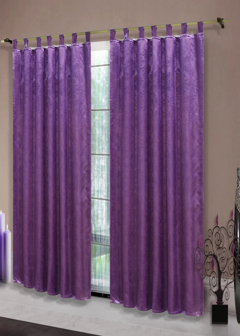 Satin Emboss / Reliefprägung bemustert Vorhang Gardine Barock -20380- Blickdicht zum Verdunkeln mit Schlaufen und eingenähtem Kräuselband, (Höhe x Breite in cm) 20380