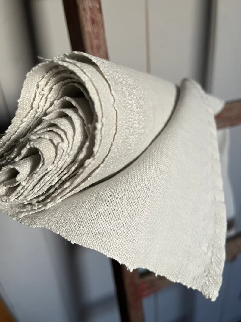 2,8 x 0,71 Meter handgewebtes Leinen um 1890 sauber