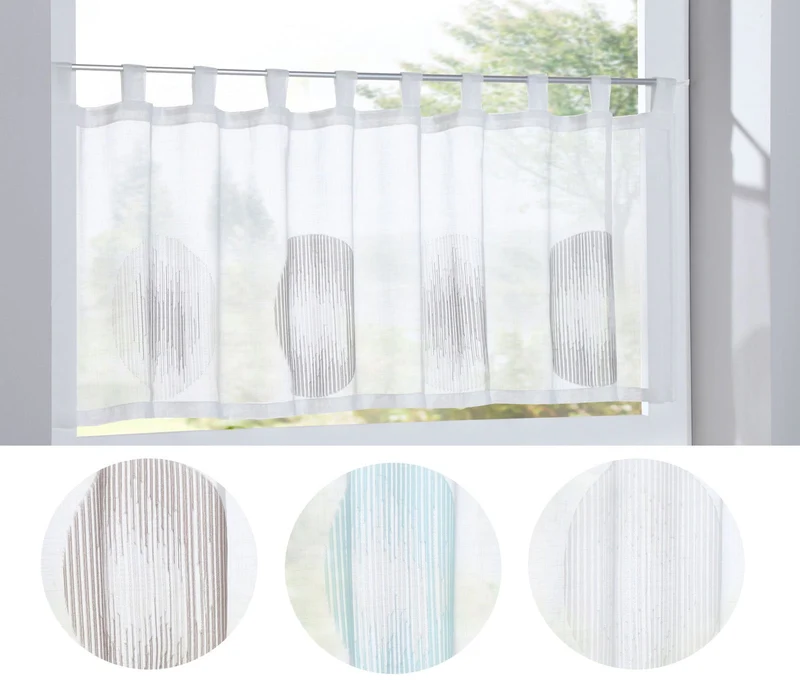 Scheibengardine »Balikesir« Sichtschutz Dekoration Transparent Jacquard Voile Küchenfenster Modern Kreise Muster 10000315