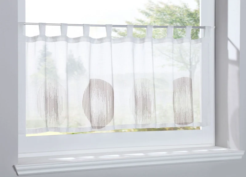 Scheibengardine »Balikesir« Sichtschutz Dekoration Transparent Jacquard Voile Küchenfenster Modern Kreise Muster 10000315