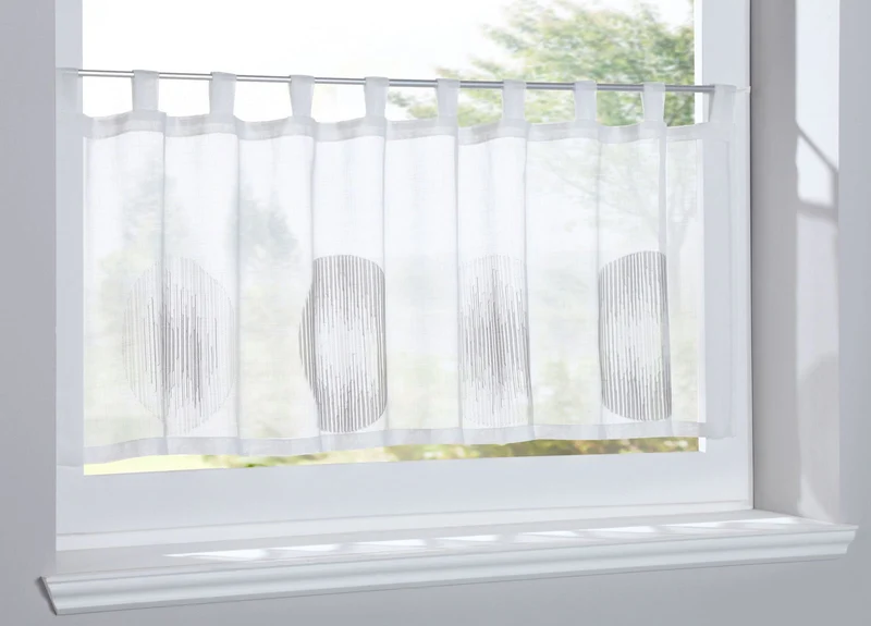 Scheibengardine »Balikesir« Sichtschutz Dekoration Transparent Jacquard Voile Küchenfenster Modern Kreise Muster 10000315