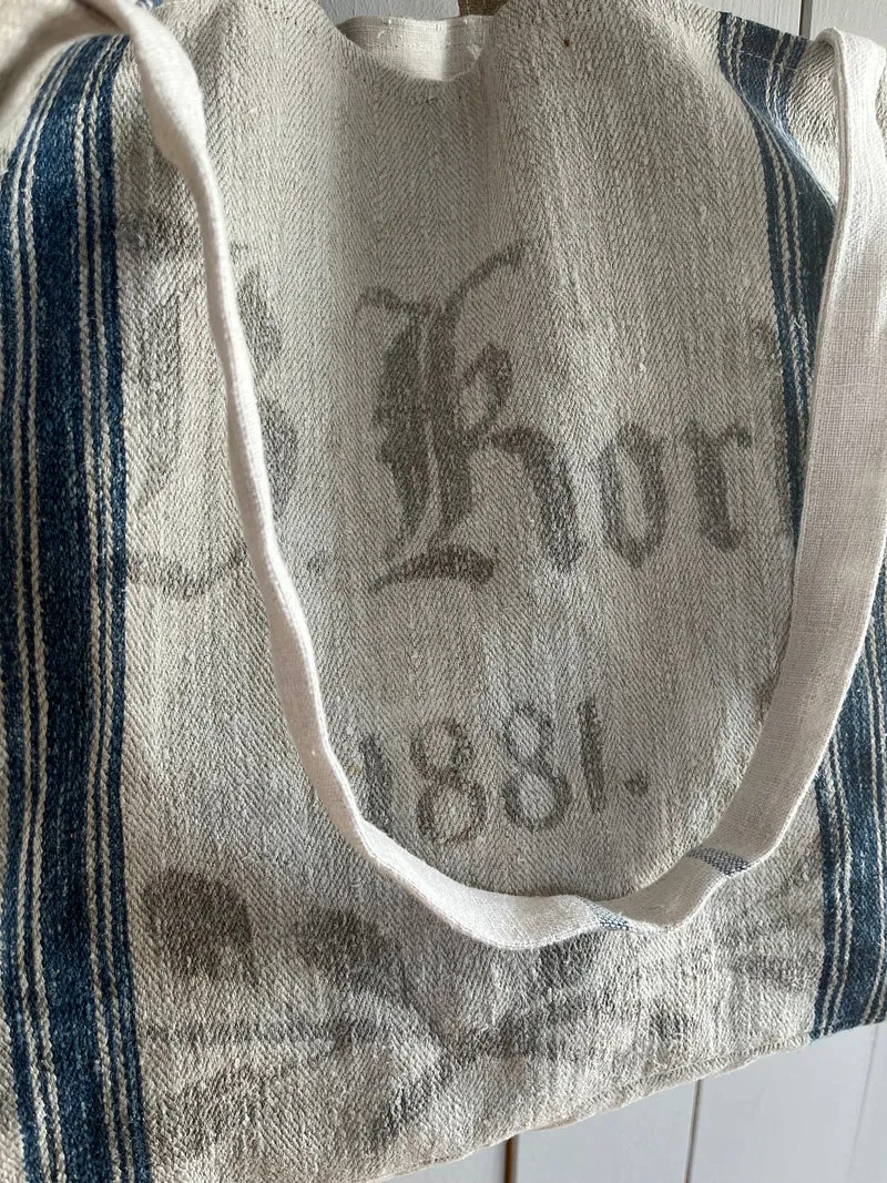 1881: große Tasche aus sehr altem Leinensack
