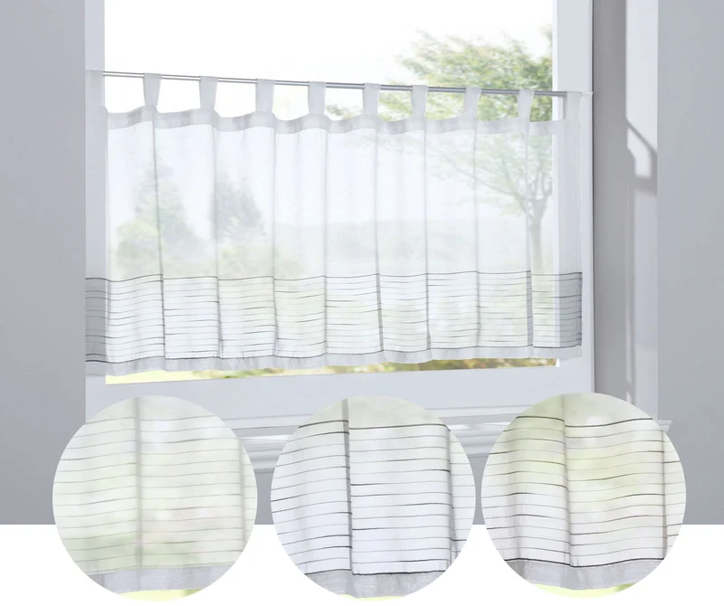 Scheibengardine »Antalya« Sichtschutz Dekoration Transparent Jacquard Voile Küchenfenster Modern Linien Muster 10000312
