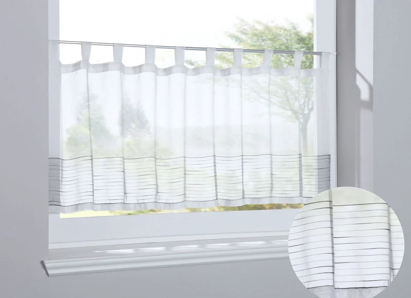Scheibengardine »Antalya« Sichtschutz Dekoration Transparent Jacquard Voile Küchenfenster Modern Linien Muster 10000312