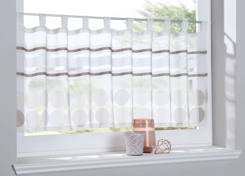 Scheibengardine »Agri« Sichtschutz Dekoration Transparent Jacquard Voile Küchenfenster Modern Querstreifen 10000307