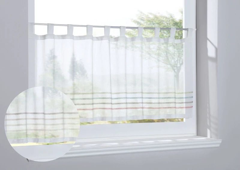 Scheibengardine »Adana« Sichtschutz Dekoration Transparent Jacquard Voile Küchenfenster Modern Streifen Musterung 10000304