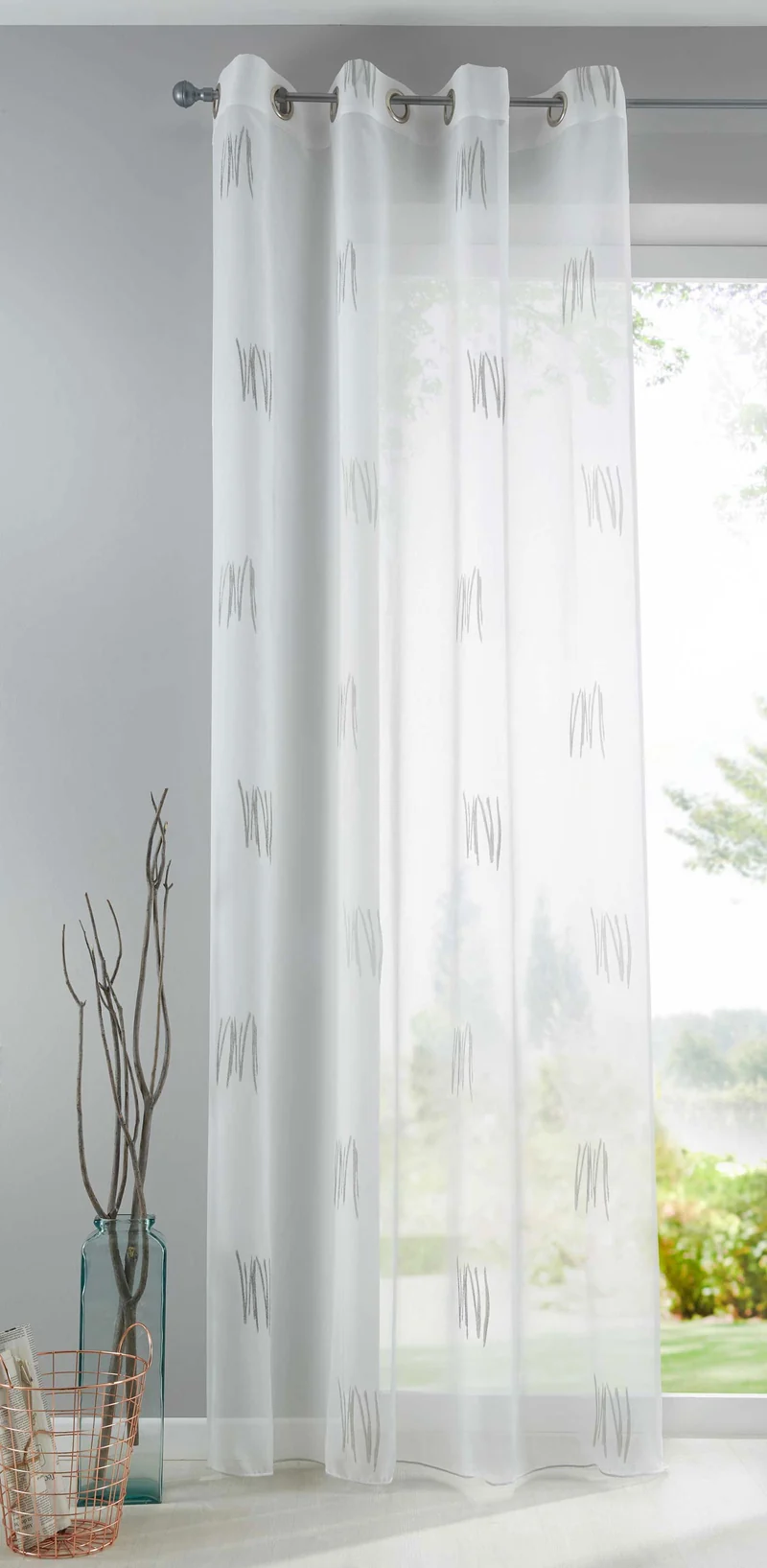 Gardine Schal Bolu Ösen Jacquardmusterung Transparent Sichtschutz Jacquard 10000143
