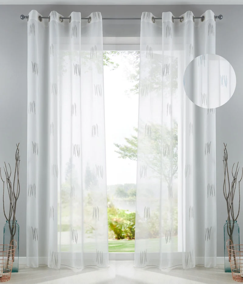 Gardine Schal Bolu Ösen Jacquardmusterung Transparent Sichtschutz Jacquard 10000143