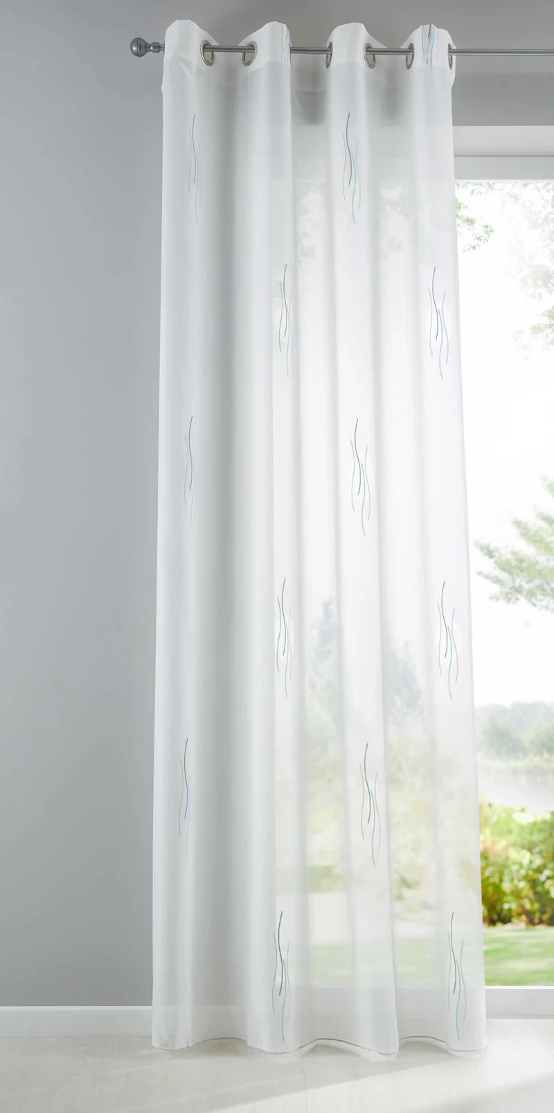 Gardine Ösen Jacquard Muster Kils Schal Sichtschutz Transparent Voile Lichtdurchlässig 10000140