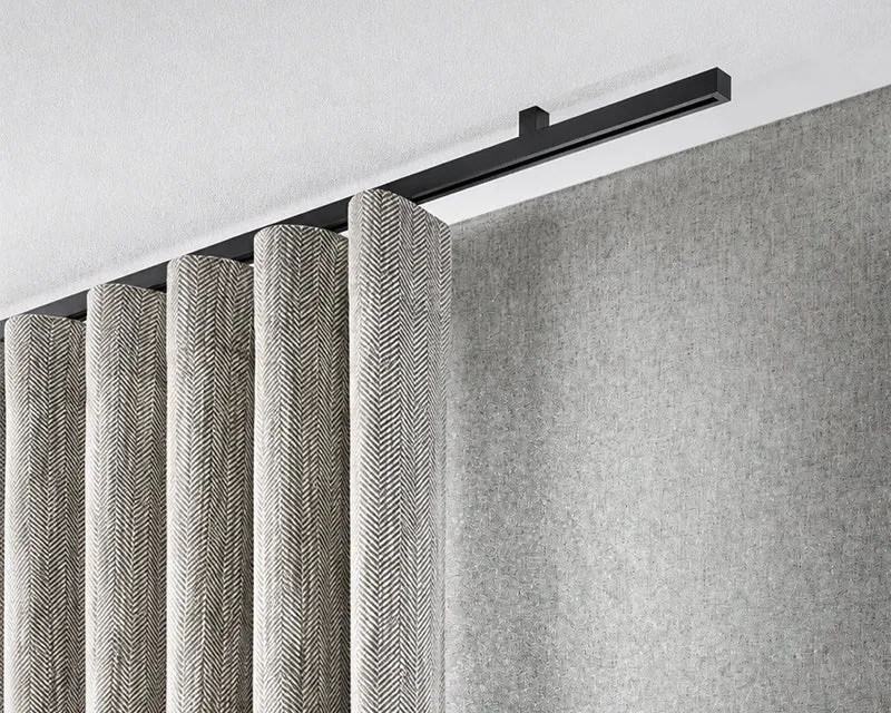 Interstil Cubus 1 – 1-läufige moderne quadratische Gardinenschiene 16mm Deckenmontage