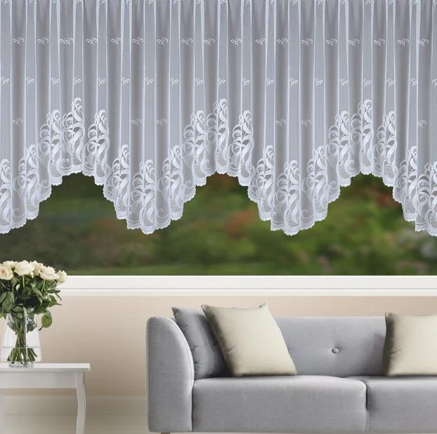 Jacquard Fensterstore Lauren Weiß mit Faltenband - Albani Gardine