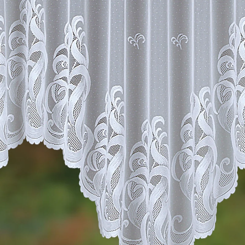 Jacquard Fensterstore Lauren Weiß mit Faltenband - Albani Gardine