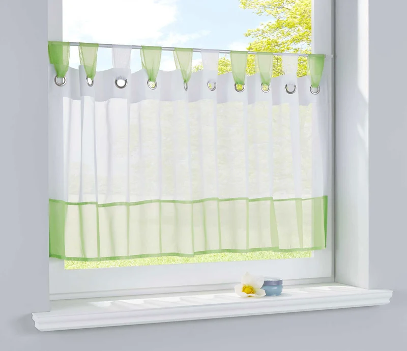 Scheibengardine »UNI« Voile Gardine Ösen mit Bordüre Vorhang Küche Gardinenstange (HxB) 610710