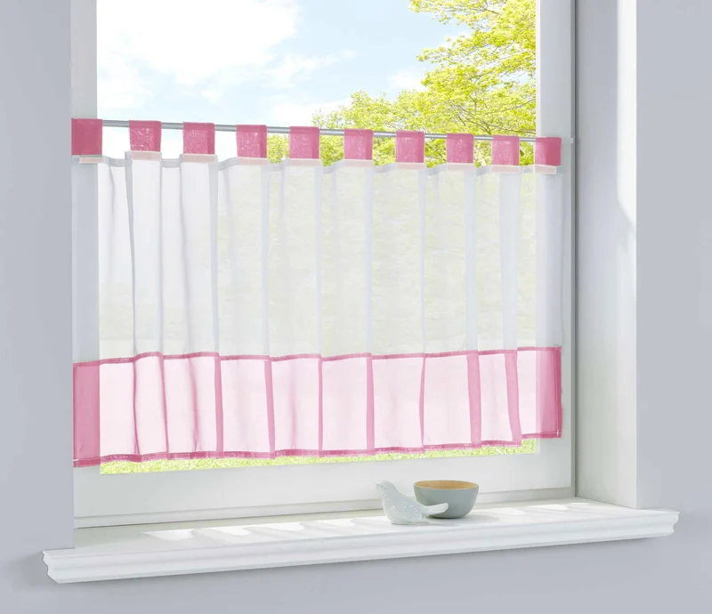 Scheibengardine »UNI« Voile Gardine Schlaufen mit Bordüre (HxB) 610700