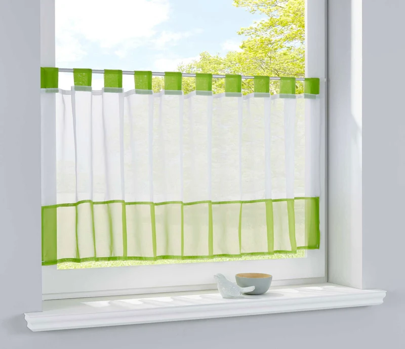 Scheibengardine »UNI« Voile Gardine Schlaufen mit Bordüre (HxB) 610700