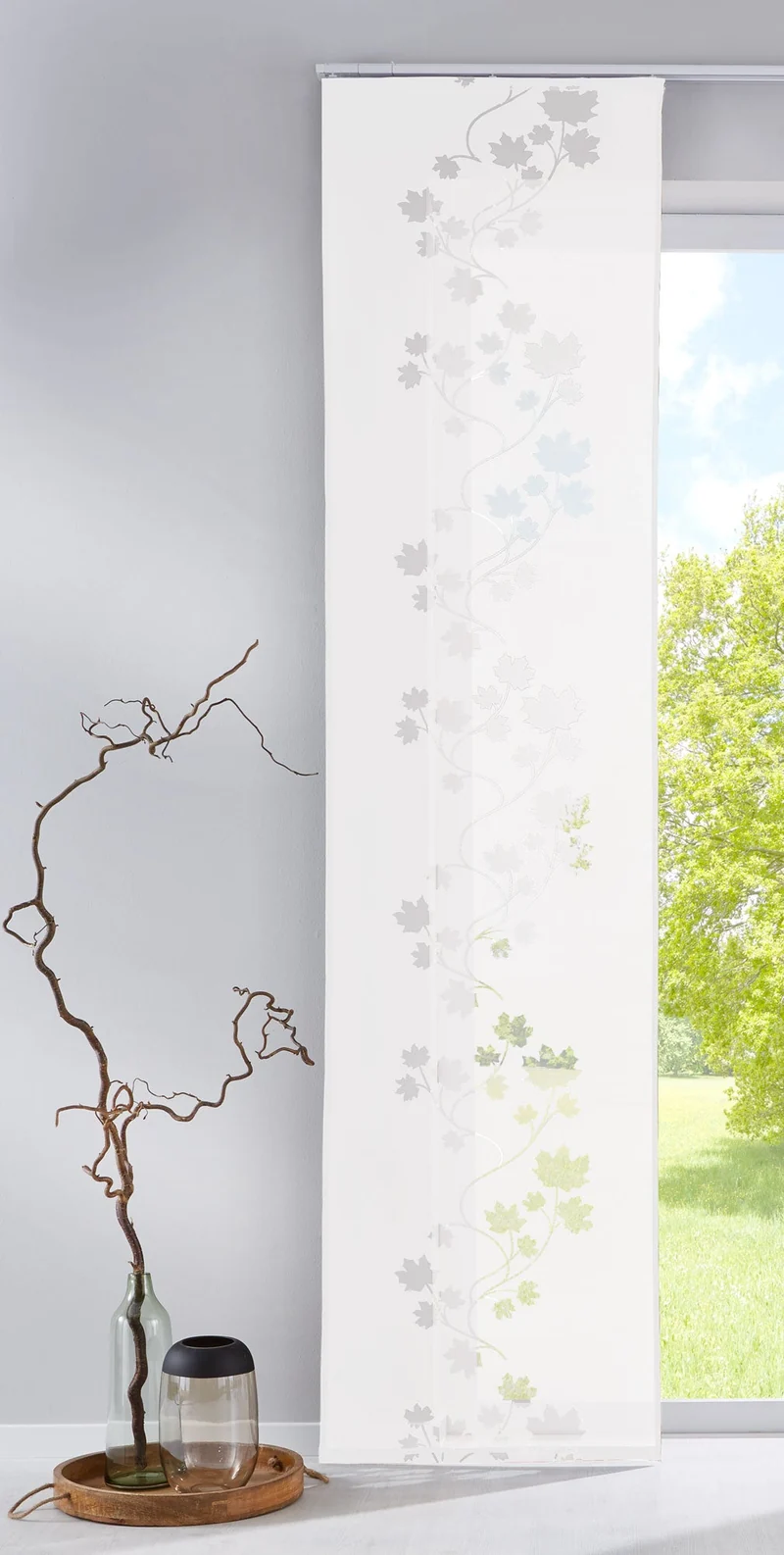 Moderner Flächenvorhang Schiebegardine »LEAF« aus hochwertigem Ausbrenner-Stoff mit Klettband 85610