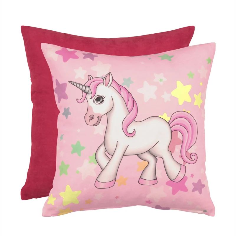 Kissenhülle Einhorn - Magische Unicorn Zierkissenhülle 40x40cm