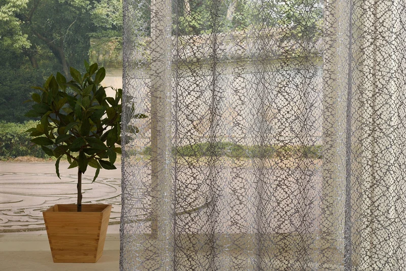 Gardine Netz Struktur mit Ösen einfarbig transparent Deko Vorhang Netzvorhang 203522