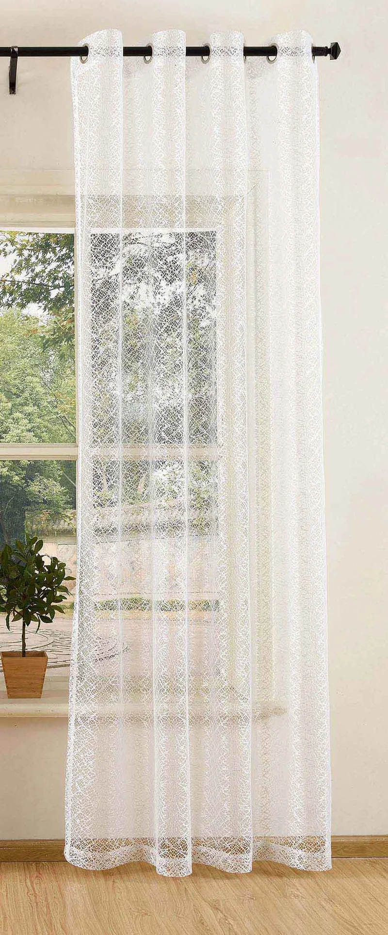 Gardine Netzvorhang mit Ösen einfarbig transparent Deko Vorhang Netz Struktur 20352