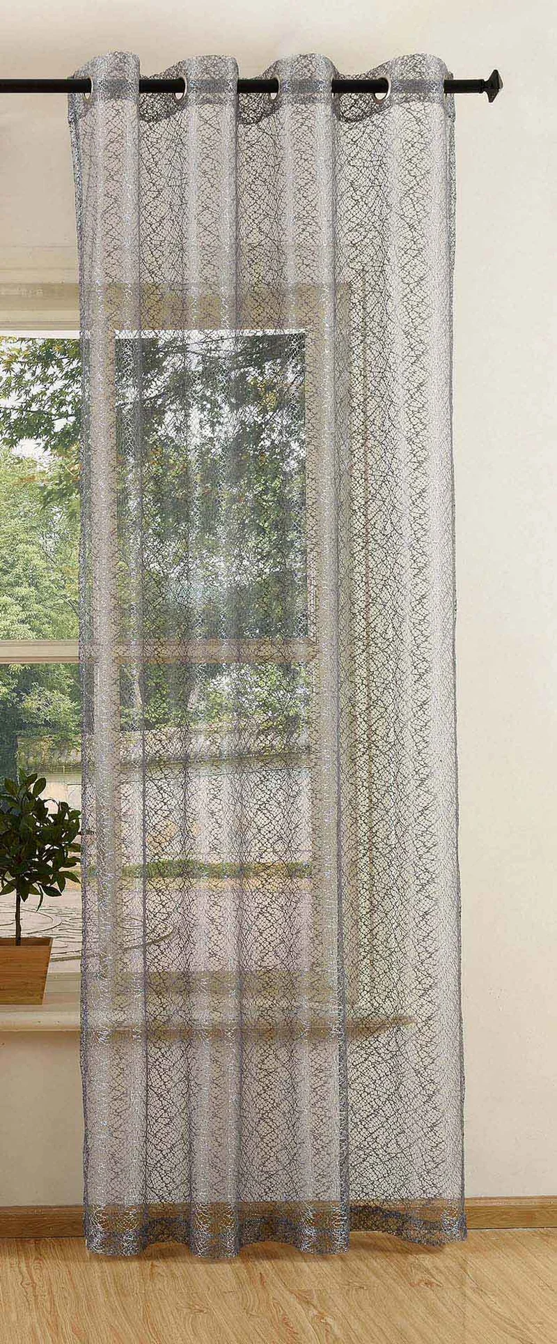Gardine Netzvorhang mit Ösen einfarbig transparent Deko Vorhang Netz Struktur 20352