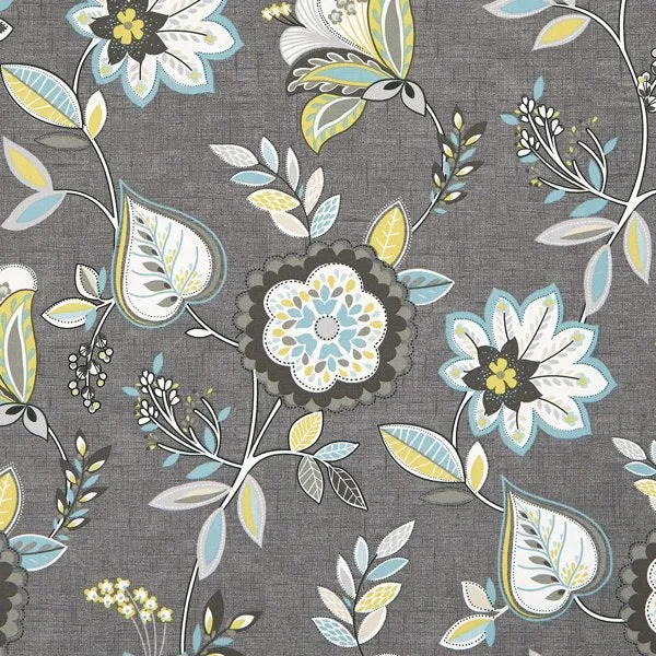 Dekostoff Floral - charcoal