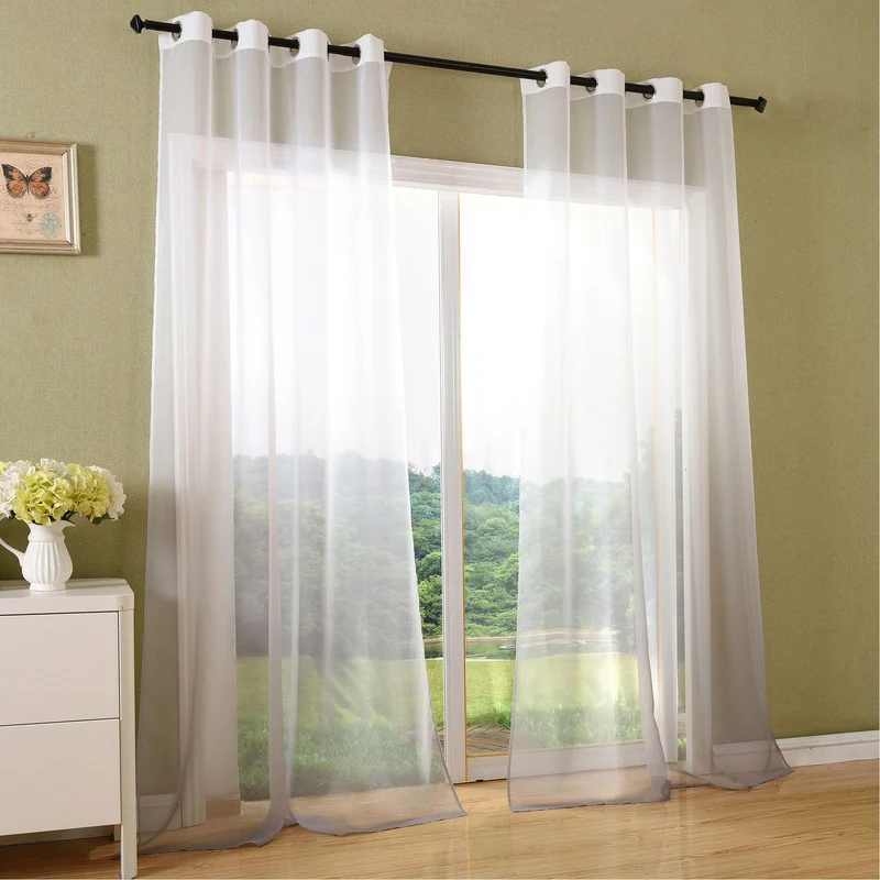 Schal transparent Farbverlauf Vorhang mit Ösen Gardine Voile 204202