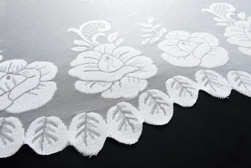 Bogenstore Gardine Jacquard »Rosendahl«, Blumenmuster Weiß Kräuselband Universalband Faltenband Store 13140