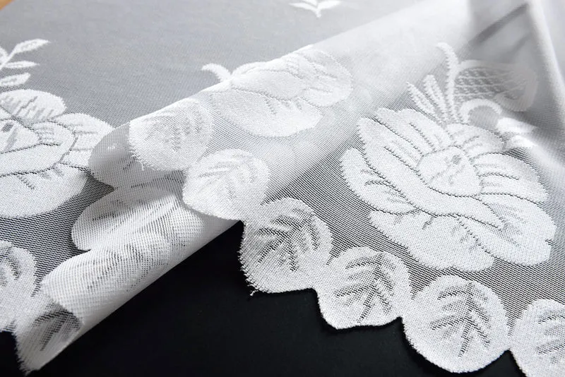 Bogenstore Gardine Jacquard »Rosendahl«, Blumenmuster Weiß Kräuselband Universalband Faltenband Store 13140