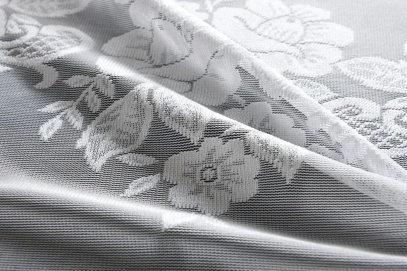 Bogenstore Gardine Jacquard »Rosendahl«, Blumenmuster Weiß Kräuselband Universalband Faltenband Store 13140