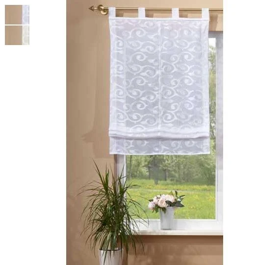 Transparentes Raffrollo aus Jacquard, luftiger Voile im eleganten Design 610009