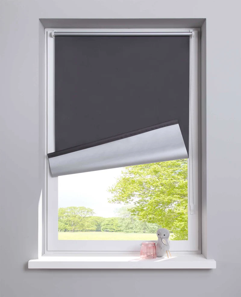 Thermo Seitenzugrollo Klemmfix Kettenzug Rollo Easyfix mit Thermobeschichtung energie sparend 62400
