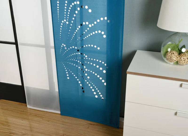 2er-Pack Schiebegardine Flächenvorhang Rodez Lasercut Wildseide Optik Voile cm (HxB) inkl. Paneelwagen und Beschwerungsstangen 165640