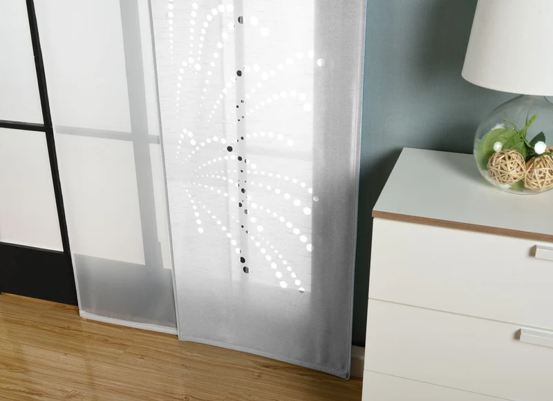 2er-Pack Schiebegardine Flächenvorhang Rodez Lasercut Wildseide Optik Voile cm (HxB) inkl. Paneelwagen und Beschwerungsstangen 165640