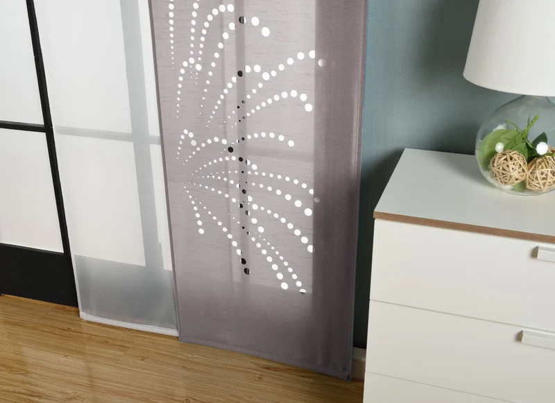 2er-Pack Schiebegardine Flächenvorhang Rodez Lasercut Wildseide Optik Voile cm (HxB) inkl. Paneelwagen und Beschwerungsstangen 165640