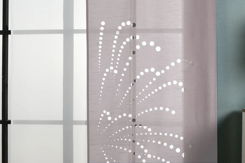 2er-Pack Schiebegardine Flächenvorhang Rodez Lasercut Wildseide Optik Voile cm (HxB) inkl. Paneelwagen und Beschwerungsstangen 165640