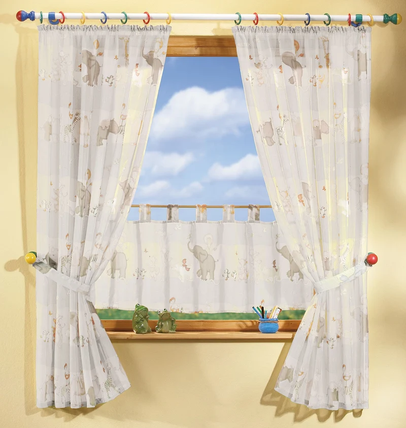 KIDS 5 Tlg. Gardinen Set mit süßen Tieren 180001