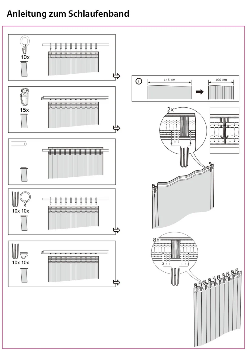 Vorhang Jacquard Deko Gardine verdeckte Schlaufen feine Musterung Universalband blickdicht lichtdurchlässig (Höhe x Breite cm) 20465