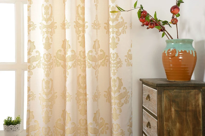 Vorhang Jacquard Deko Gardine verdeckte Schlaufen Barock Lurex Garn glänzend lichtdruchlässig (Höhe x Breite cm) 20455
