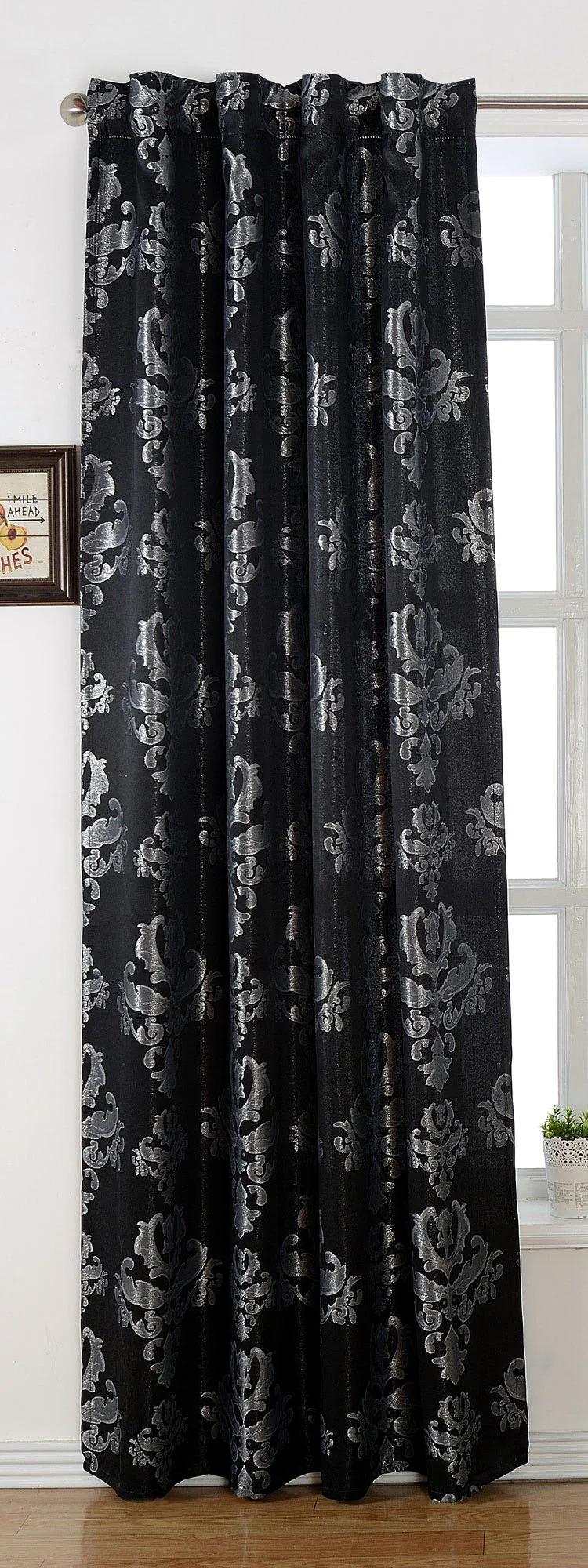Vorhang Jacquard Deko Gardine verdeckte Schlaufen Barock Lurex Garn glänzend lichtdruchlässig (Höhe x Breite cm) 20455