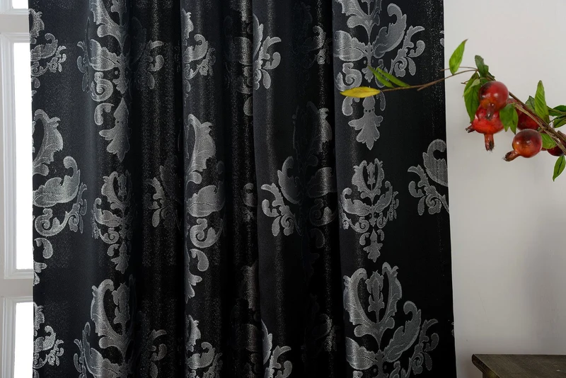 Vorhang Jacquard Deko Gardine verdeckte Schlaufen Barock Lurex Garn glänzend lichtdruchlässig (Höhe x Breite cm) 20455