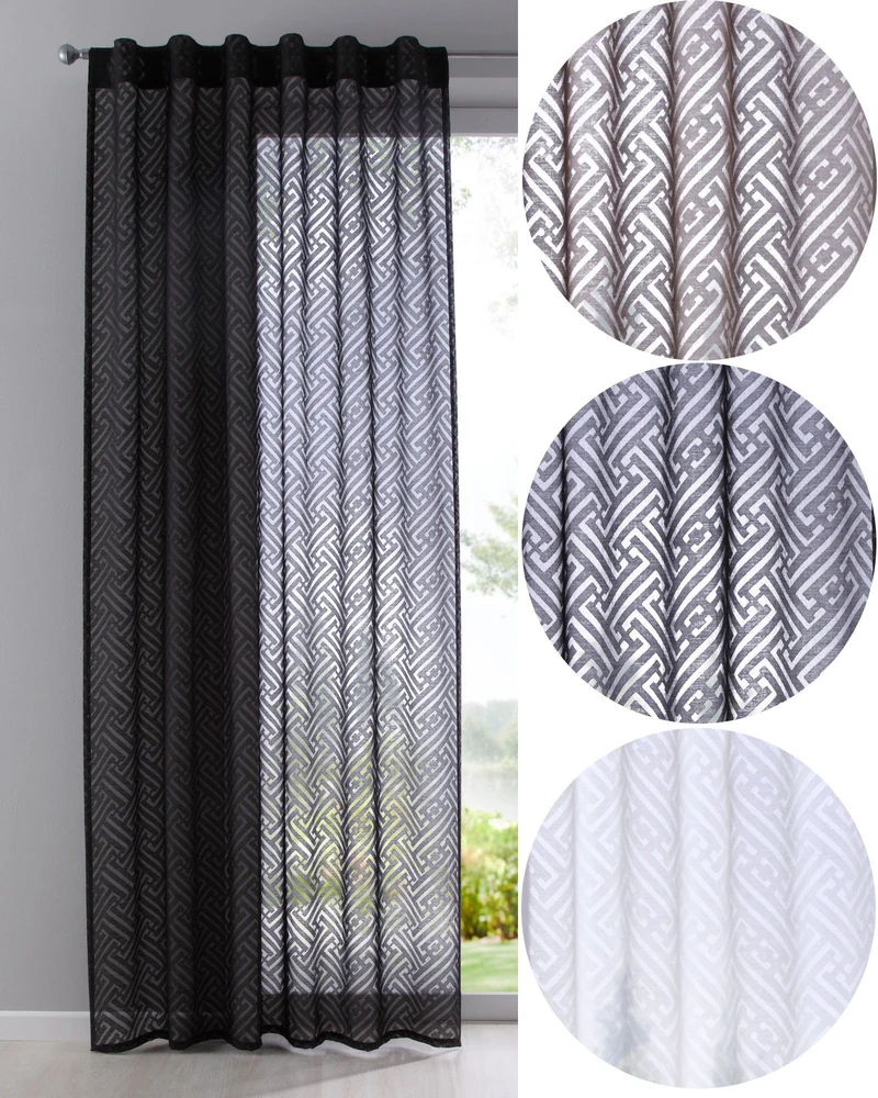 Gardine Vorhang Schal verdeckte Schlaufen Ausbrenner Qulität modern mit abstraktem Muster 63000