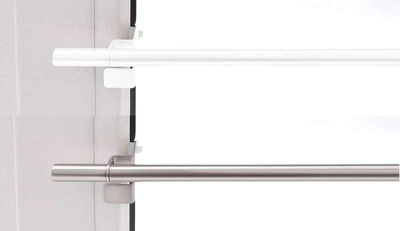 Vitragestange Bistrostange Klemmstange Metall Pressfix Zylinder ausdrehbar klemmbar 80-110 cm Weiß, 130