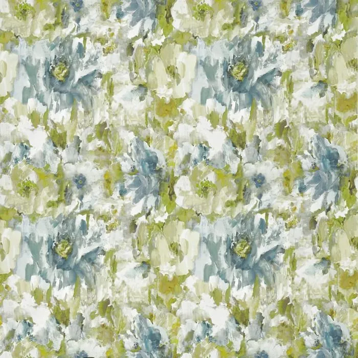 Baumwollstoff Blumenkunst - grün