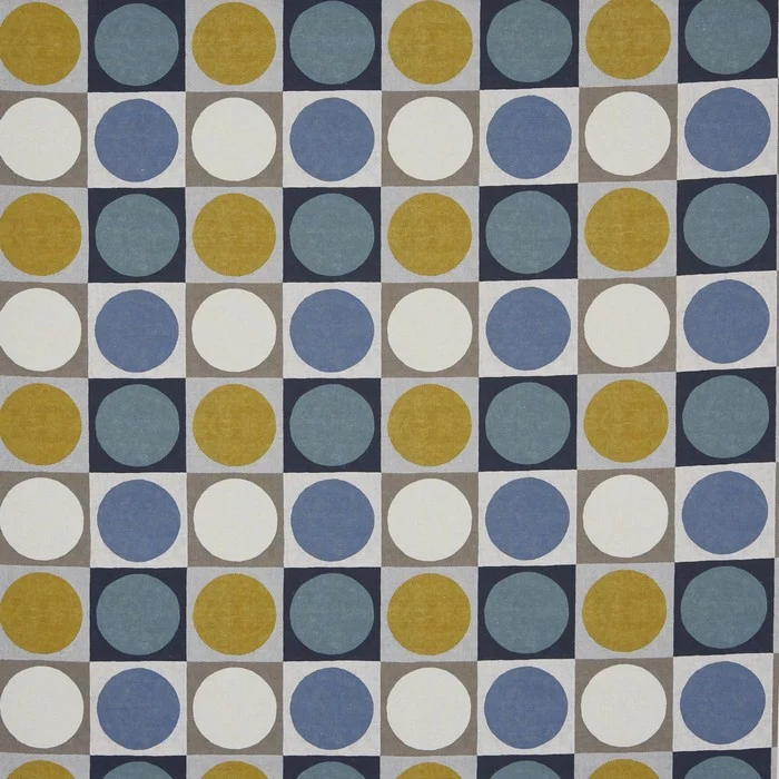 Dekostoff Kleine Kreise - senfgelb