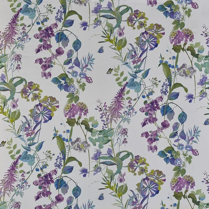 Baumwollstoff Frühlingsblumen - violett