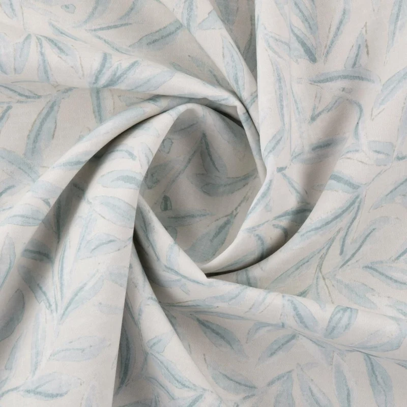 Bio Satin Leaves - hellblau 280 cm