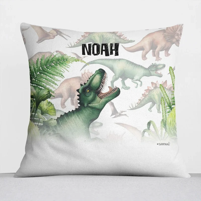 Kissen mit Reißverschluss T-Rex Dinosaurier – Personalisiert mit Namen