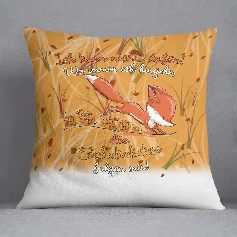 Kissen Fuchs Schokokekse – Lustiges Kissen mit Spruch & Keksen