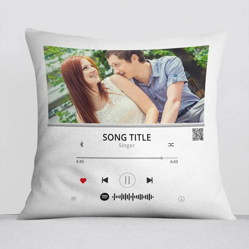 Personalisiertes Kissen Spotify Foto – Fotokissen mit Song & QR-Code gestalten 40x40cm