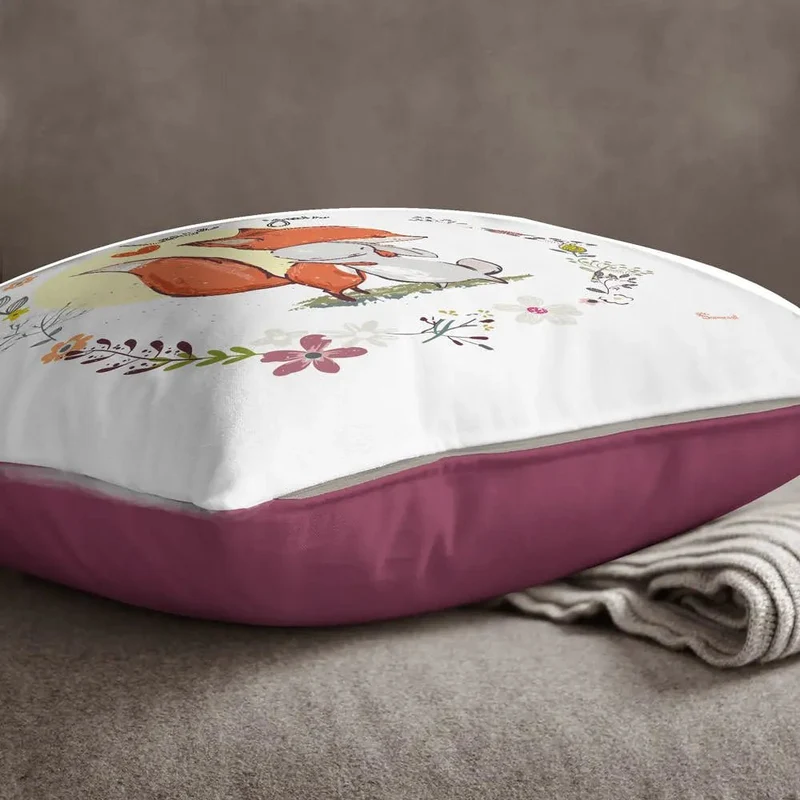 Kissen Fuchs Hase – Liebevolles Kissen mit Umarmung und Blumenkranz